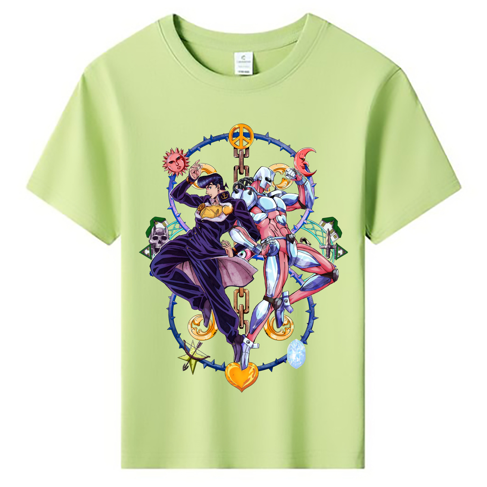 （画像用） ジョジョの奇妙な冒険 ひがしかた じょうすけ JoJo's Bizarre Adventure Higashikata Josuke 綿100％キッズTシャツ（フロントプリント）